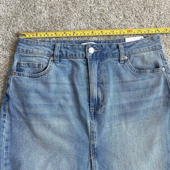 NWT Almost Famous Denim Midi Maxi Pencil Skirt Front Slit Raw Hem Size Small - Picture 10 of 12